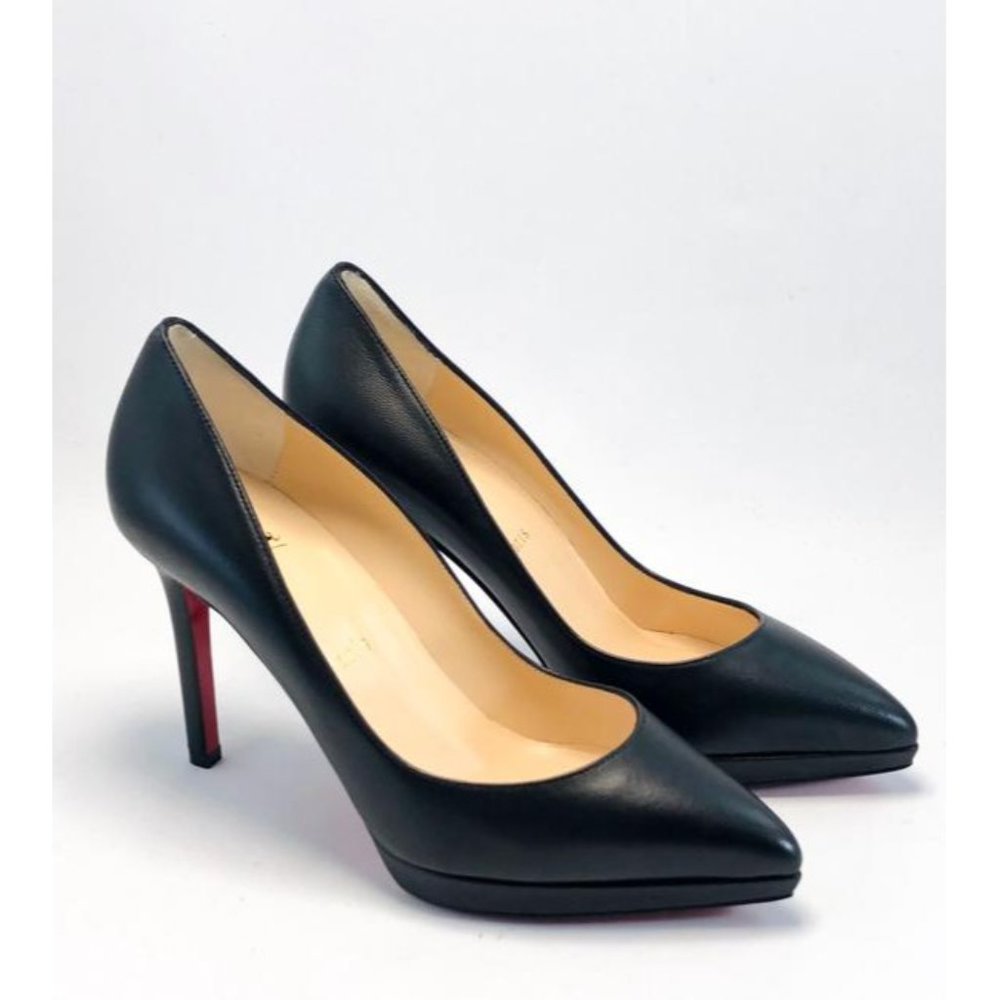 CHRISTIAN LOUBOUTIN Black Pigalle 100mm Leather Platform Pumps Heels - Picture 4 of 10